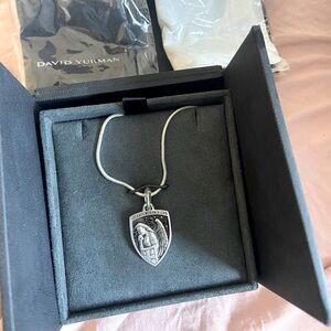 David Yurman Black Diamond Sterling Silver Archangel Pendant St Michael Amulet